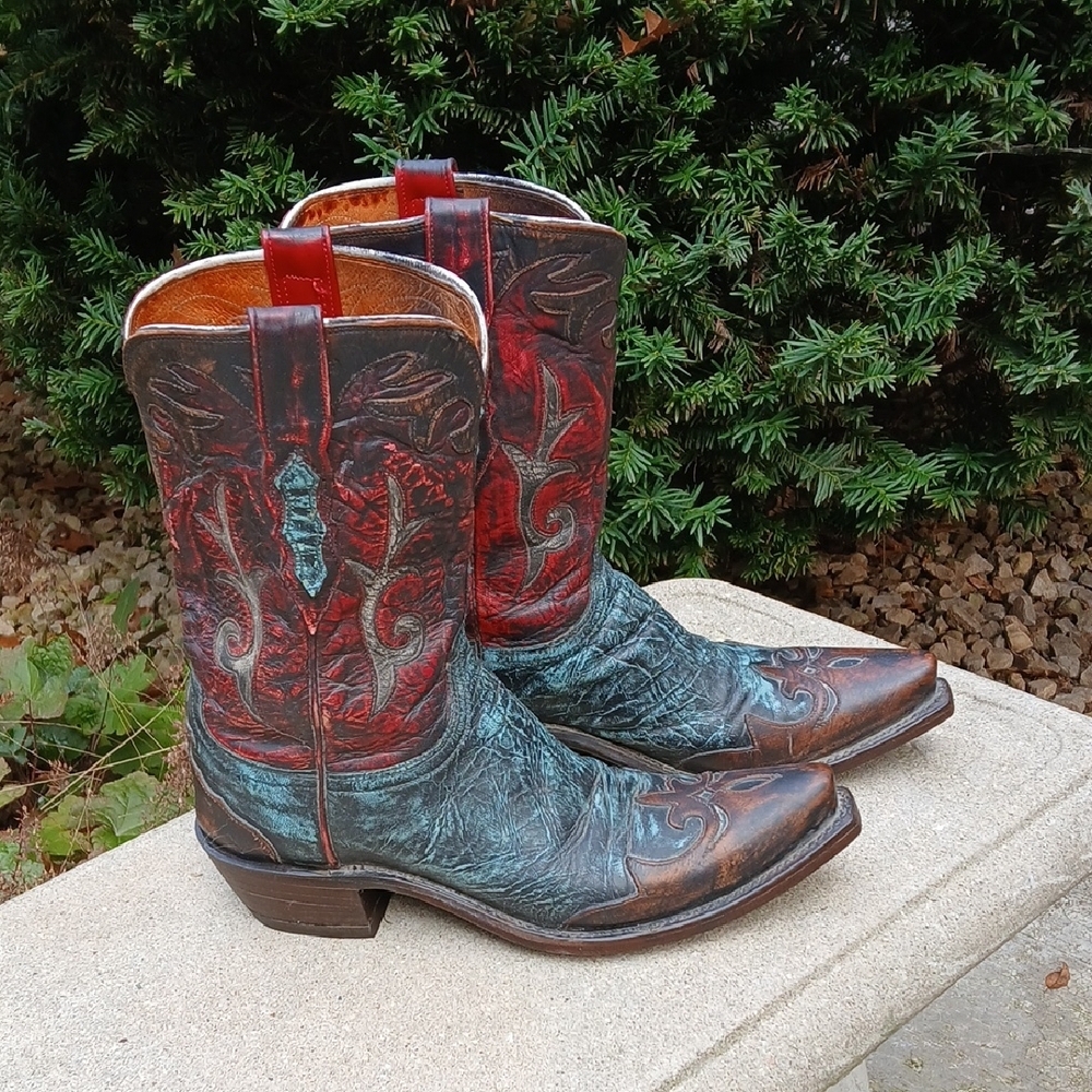 Lucchese Stonewashed Goat Cowgirl Boot Robins Egg N9320 sz 9